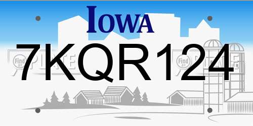 7KQR124 Iowa License Plate
