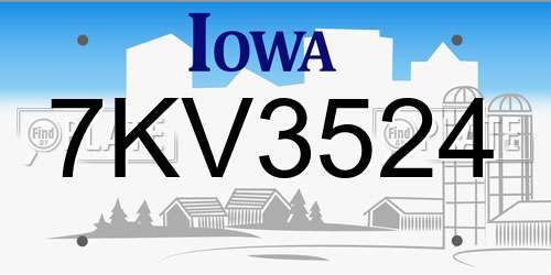 7KV3524 Iowa License Plate