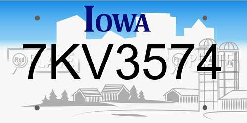 7KV3574 Iowa License Plate