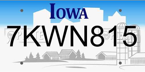 7KWN815 Iowa License Plate