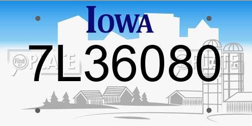 7L36080 Iowa License Plate