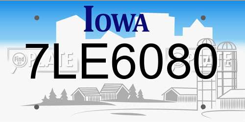 7LE6080 Iowa License Plate