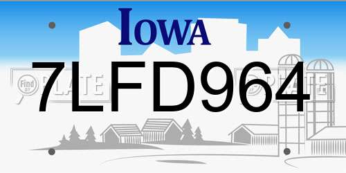 7LFD964 Iowa License Plate