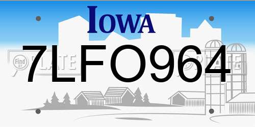 7LFO964 Iowa License Plate