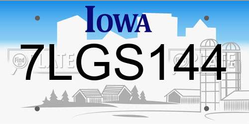 7LGS144 Iowa License Plate