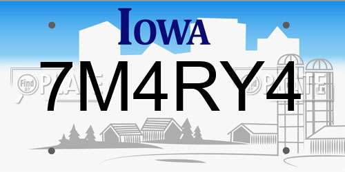 7M4RY4 Iowa License Plate