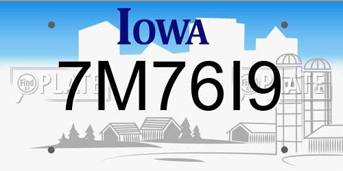 7M76I9 Iowa License Plate