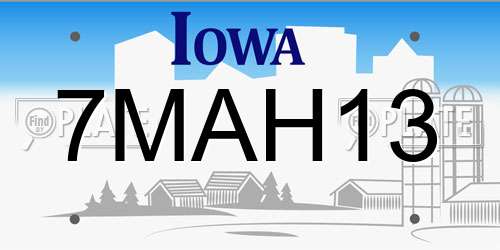 7MAH13 Iowa License Plate