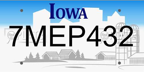 7MEP432 Iowa License Plate