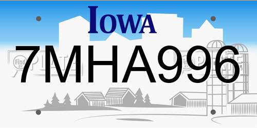 7MHA996 Iowa License Plate