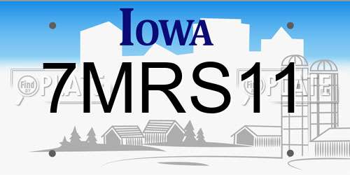 7MRS11 Iowa License Plate