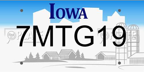 7MTG19 Iowa License Plate