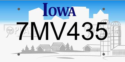 7MV435 Iowa License Plate