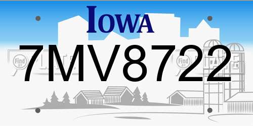 7MV8722 Iowa License Plate