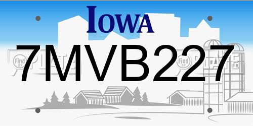 7MVB227 Iowa License Plate