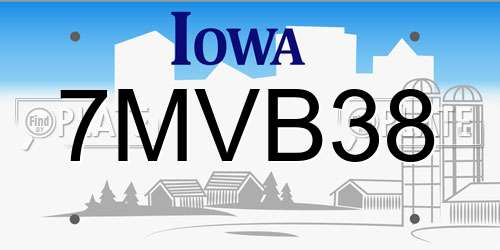 7MVB38 Iowa License Plate