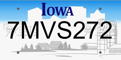 7MVS272 Iowa License Plate
