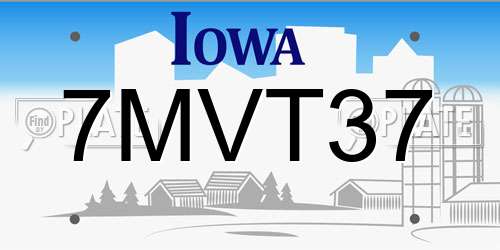7MVT37 Iowa License Plate