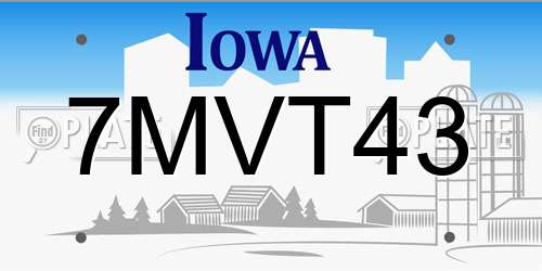 7MVT43 Iowa License Plate