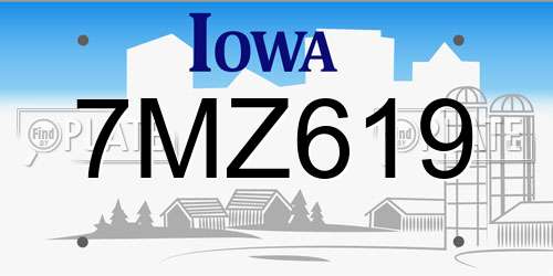 7MZ619 Iowa License Plate