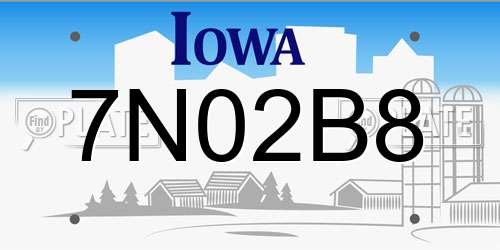 7N02B8 Iowa License Plate
