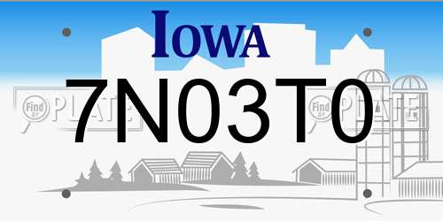 7N03T0 Iowa License Plate