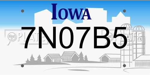 7N07B5 Iowa License Plate