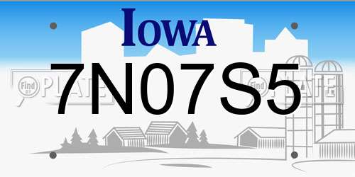 7N07S5 Iowa License Plate