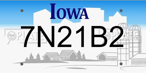 7N21B2 Iowa License Plate