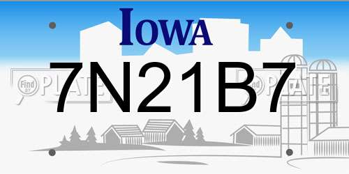 7N21B7 Iowa License Plate
