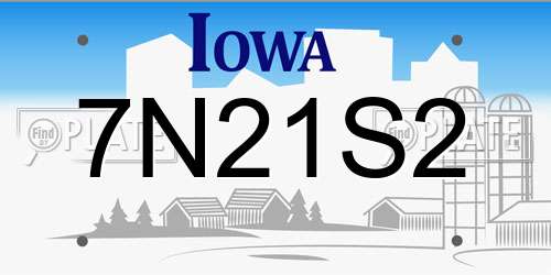 7N21S2 Iowa License Plate