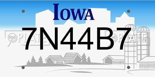 7N44B7 Iowa License Plate