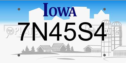 7N45S4 Iowa License Plate