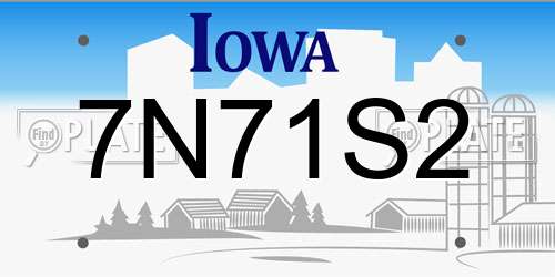 7N71S2 Iowa License Plate