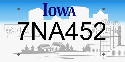 7NA452 Iowa License Plate