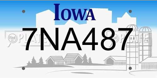 7NA487 Iowa License Plate