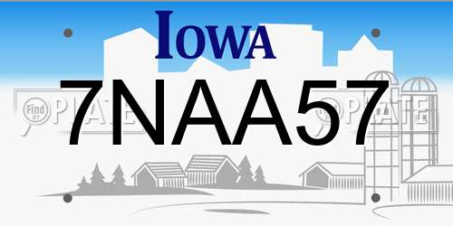 7NAA57 Iowa License Plate