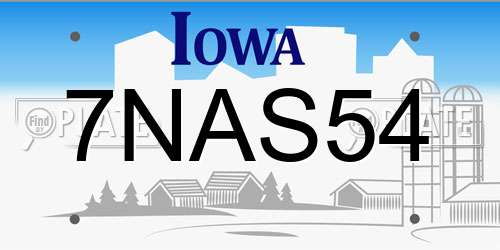 7NAS54 Iowa License Plate