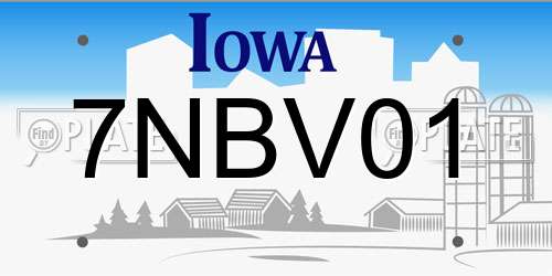 7NBV01 Iowa License Plate