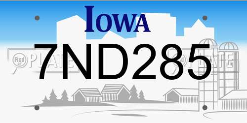 7ND285 Iowa License Plate