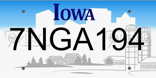 7NGA194 Iowa License Plate