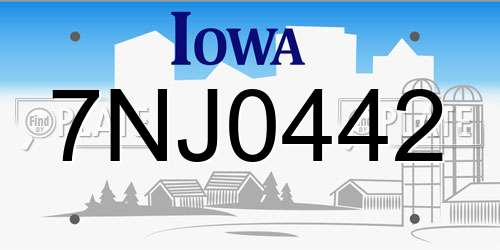 7NJ0442 Iowa License Plate