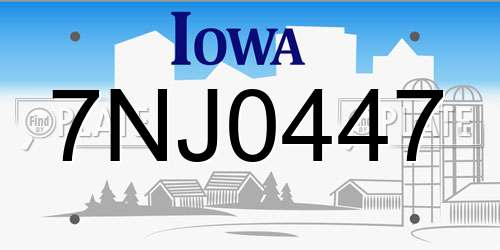 7NJ0447 Iowa License Plate