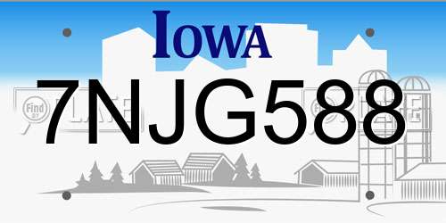 7NJG588 Iowa License Plate