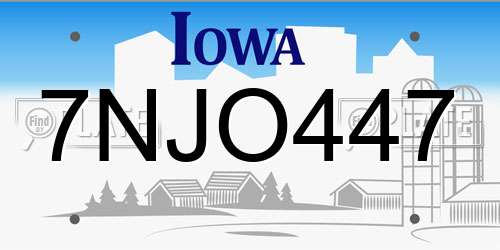 7NJO447 Iowa License Plate