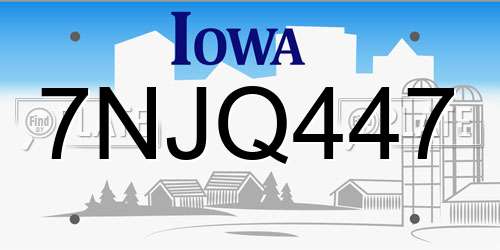 7NJQ447 Iowa License Plate