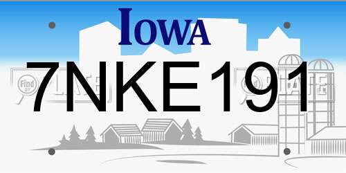 7NKE191 Iowa License Plate