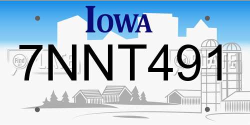 7NNT491 Iowa License Plate