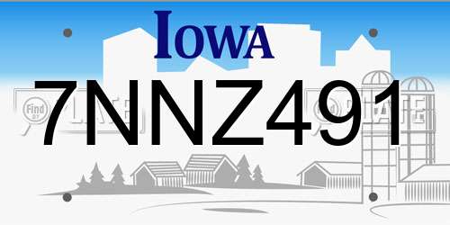 7NNZ491 Iowa License Plate