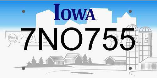 7NO755 Iowa License Plate